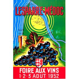 Affiche Poster Foire Au Vin Lesparre 1952
