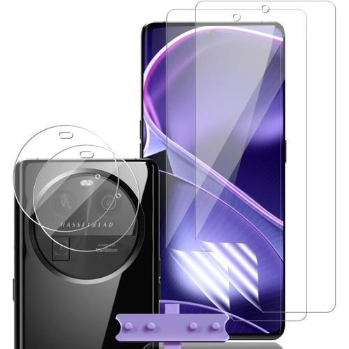 Protection Écran Pour Oppo Find X6 Caméra Arrière Protecteur Verre Trempé 2+2 Pièces , Soutien Reconnaissance D'empreintes Tpu Flexible Film Protection Écran