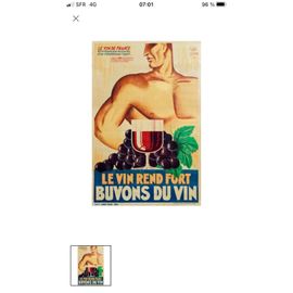 Affiche Poster Le Vin Rend Fort Buvons Vin 