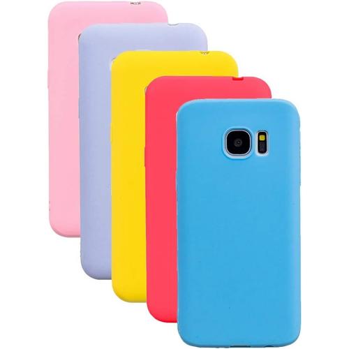 5 X Coque Samsung Galaxy S6, Etui Tpu Gel Silicone Souple Coque Cover Ultra Mince Doux Soft Case Housse Protection Anti Rayures Pour Samsung Galaxy S6 - Rose, Violet, Jaune, Rouge, Bleu