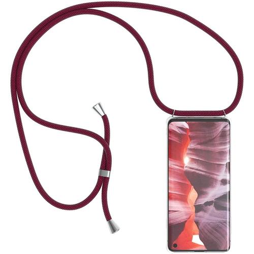 Collier Pour Samsung Galaxy J5 2016 Coque Transparent Silicone Housse Avec Cordon De Collier Necklace Lanyard Case Étui De Téléphone Avec Cordon Collier Coque Pour J5 2016,Vin Rouge