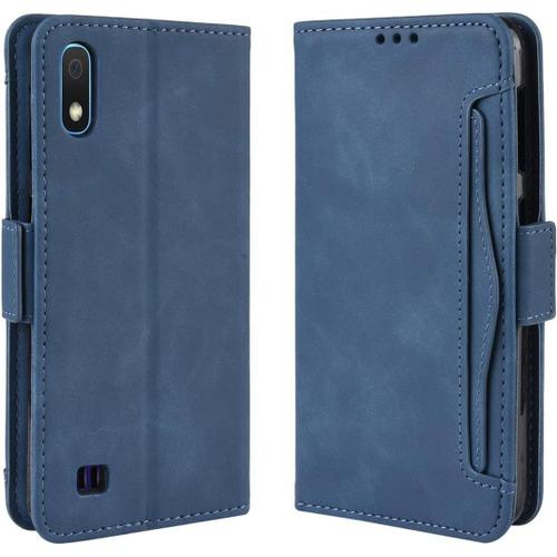 Étui Samsung Galaxy A10, Pu Cuir Tpu Coque Intérieure Boucle Magnétique Étui À Rabat Fonction Support Fente Carte Intégrée Bo Tier Supplémentaire Fente Carte Pour Samsung Galaxy A10 - Bleu