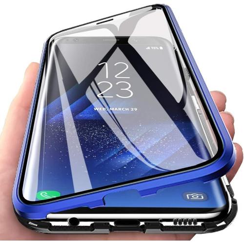 Coque Magnétique Pour Samsung Galaxy A10,Coque Adsorption Magnétique Avant Et Arrière Verre Trempé Transparent Couverture Plein Écran Couverture À Rabat Design En Une Pièce Pour Samsung A10