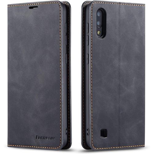 Coque Samsung Galaxy A10 M10 Compatible, Étui Portefeuille En Cuir Avec Support Pliant Fentes Pour Cartes Magnétique Ultra Mince Housse En Pu Pour Samsung Galaxy A10 M10 Noir