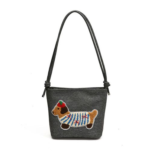 Sac à main Vintage Little Fresh Stripe Canvas Bag Casual Fashion grande capacité sac à bandoulière pour femmes gris foncé