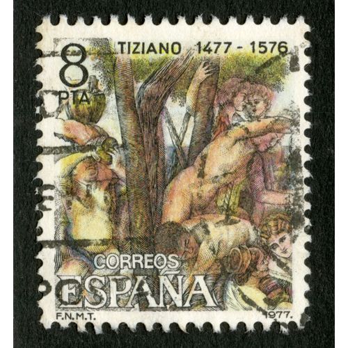 Timbre Oblitéré Espana, Tiziano 1477 - 1576, Correos, 1977