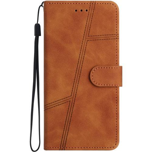 Coque Pour Samsung Galaxy A10 Galaxy M10 Etui À Rabat Protection Housse Premium En Cuir Pu Avec Porte Carte Multifonction Pochette Fermeture Magnétique Antichoc Vintage Folio Flip Case Braun