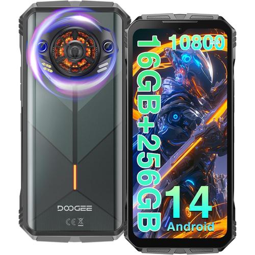 DOOGEE S Punk Téléphone Portable Incassable Android 14, 16 Go RAM + 256 Go ROM/TF 1TB, 10800 mAh 33 W, 126dB Haut-Parleur, 50MP+16MP, 6,58" FHD+90Hz Smartphone Incassable, Lumière LED/NFC/OTG/IP68/IP69K - Vert