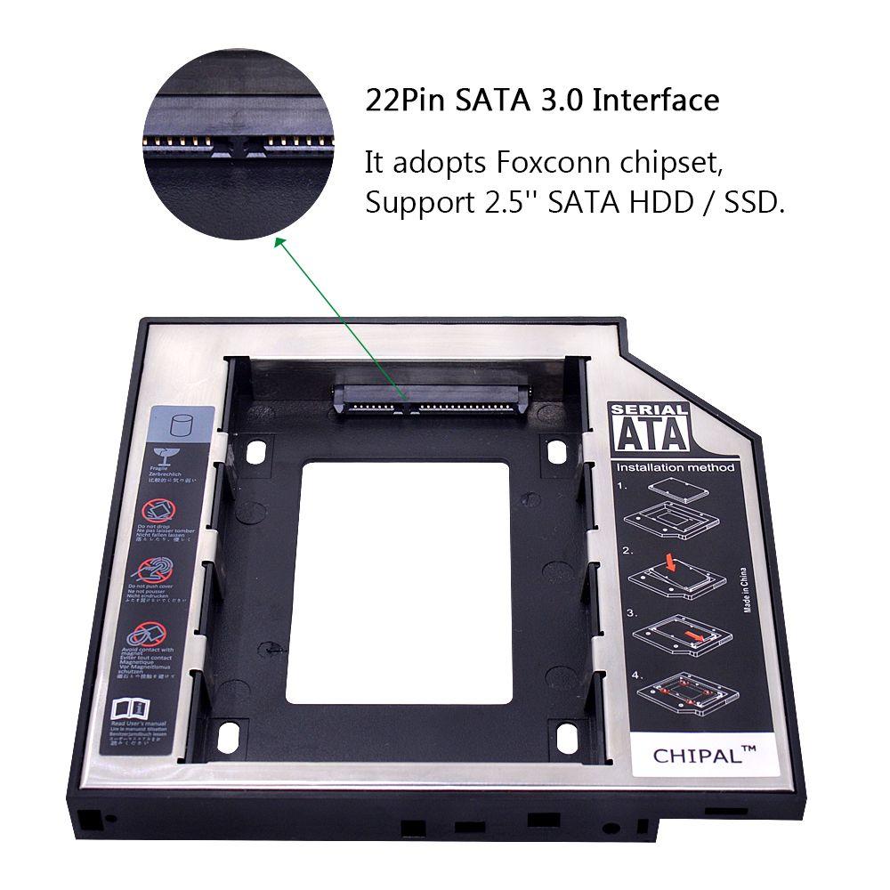 9.5 mm non LED - CHIPAL 2nd HDD Caddy aluminium Optibay SATA... - 3