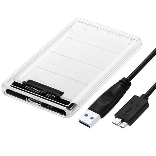 Clair - Disque dur externe mobile transparent SATA, boîtier de disque dur SSD HDD, haute vitesse,2 To