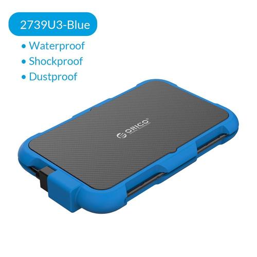 ORICO Boîtier de disque dur étanche, boîtier de disque dur extérieur, antichoc, antipoussière, boîtier de disque dur SATA 3.0 vers USB, support PC, ordinateur portable, 2.5 pouces