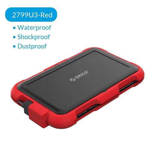 ORICO Boîtier de disque dur étanche, boîtier de disque dur extérieur, antichoc, antipoussière, boîtier de disque dur SATA 3.0 vers USB, support PC, ordinateur portable, 2.5 pouces