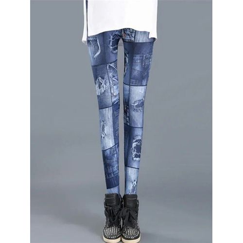 Faux Denim Jean Leggings Sexy Longue Mode Mince Femmes Legging Gymnase Sport Été Leggings Décontracté Crayon Pantalon