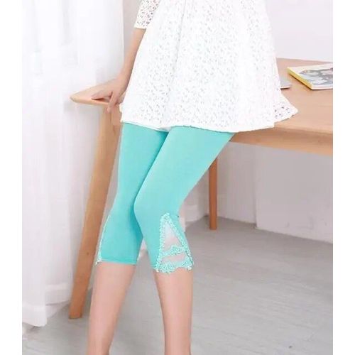 Viianles Mode Femmes Eté Leggins Dentelle Pantalon Skinny Stretch Pantacourt Pantalon 3/4 Longueur Pantalon Élastique Leggings Mujer