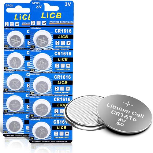 CR1616 Lot de 10 piles boutons, au lithium, 3 V