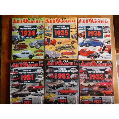 Hors Série Automobilia, Toutes Les Voitures Françaises De 1920 À 1983, Collection Complète