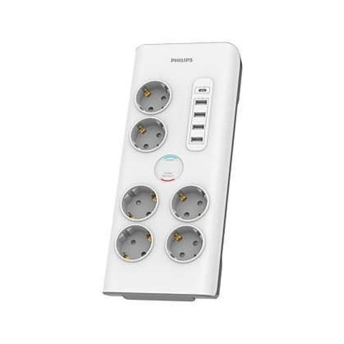 Surge protector 6 sockets AC Fr 40W, 2