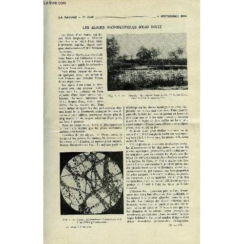 La Nature N° 2631 - Les Algues Microscopiques D Eau Douce Par M. Lefèvre, Les Nouveaux Moteurs D Aviation Par Jean Abel Lefranc, Contribution A L Étude De La Cistude D Europe Par G. Guérin, Etude De(...)