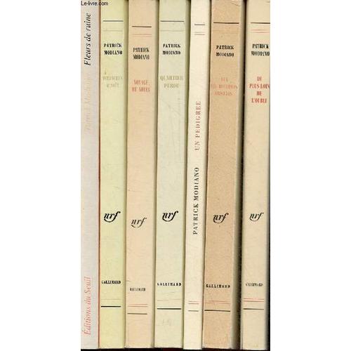 Lot De 8 Livres De Patrick Modiano : Fleurs De Ruine (1991) + Dimanches D Août (1986) + Voyages De Noces (1990) + Quartier Perdu (1984) + Un Pedigree (2004) + Rue Des Boutiques Obscures (1978) + Du(...)