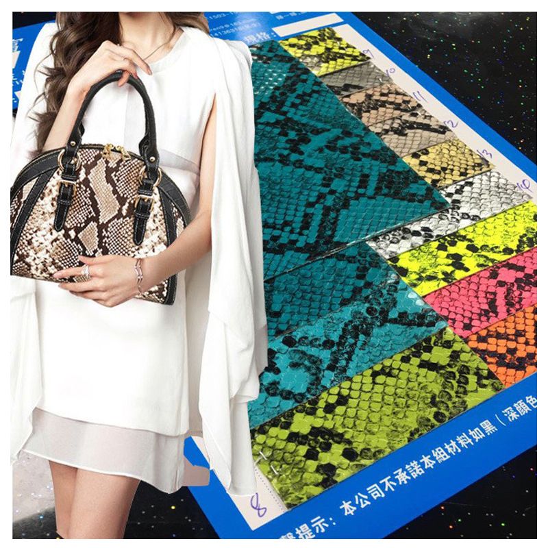 Couleur En Relief Impression Python Motif Cuir Pu Bicolore M... - 5
