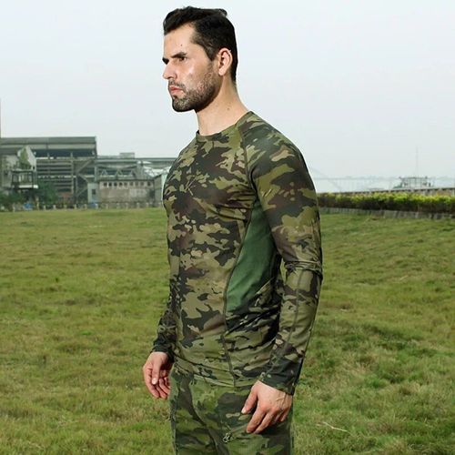 Chemises À Manches Longues Et Col Rond Pour Homme,Camouflage,En Plein Air,Escalade,Randonnée,Chasse,Élastique,Mince,Séchage Rapide,Printemps-Automne