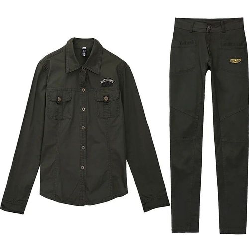 Chemise De Dehors De Plein Air Pour Femme Uniforme,En Coton Trempé,Coupe Droite,Slim,Ensemble Vert Armée