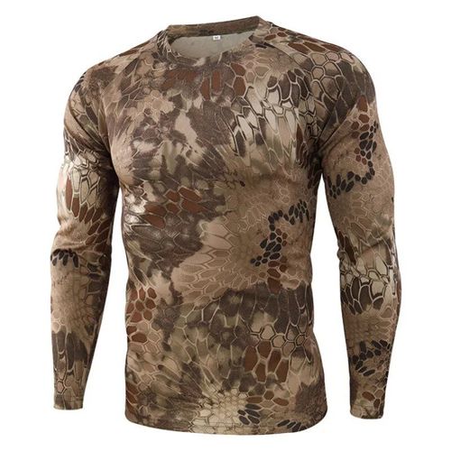 T-Shirt À Séchage Rapide Pour Homme,À Col Rond,Motif Python,Camouflage,Sport De Plein Air,Abrasion Et Évacuation De L'humidité,Tactique
