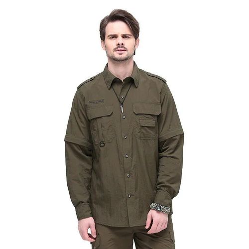 Chemise En Fibre De Polyamide Pour Hommes,Séchage Rapide,Tissu Respirant,Section Fine,Manches Amovibles,Randonnée En Plein Air,Escalade,Protection Solaire