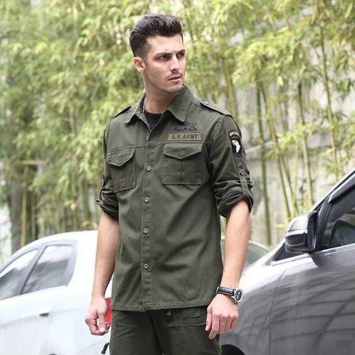 Chemise De Combat À Revers De L'armée Pour Hommes,Chemise Tactique De Camping En Coton À Manches Longues Deux Façons De Porter Des T-Shirts De Chasse Fins