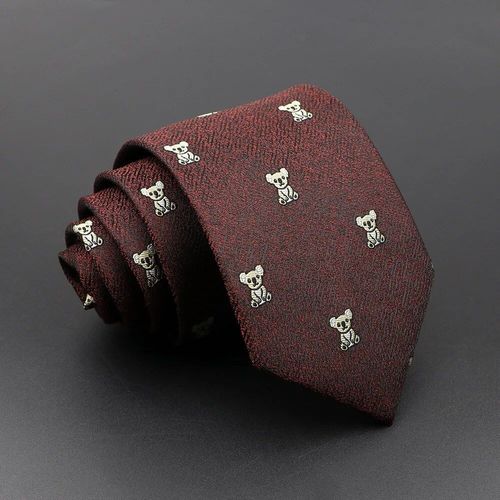 Cravate Florale Pour Hommes,Cravate Imprimée De Cheval D'ours Brun,Cravate À La Mode En Polyester,Robe De Costume De Fête De Mariage D'affaires,Cadeau