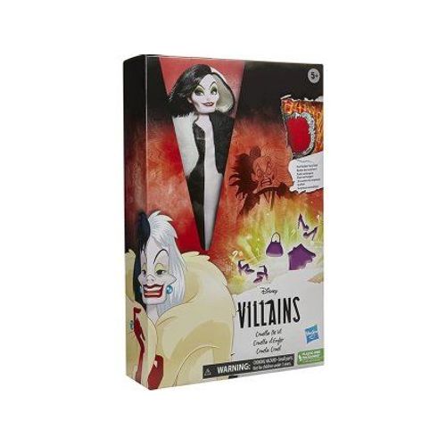 Coffret Disney : Poupee Cruella D'enfer 30 Cm + Accessoires - Set Poupée Mannequin Princesse Les Villains + 1 Carte Animaux - Collector
