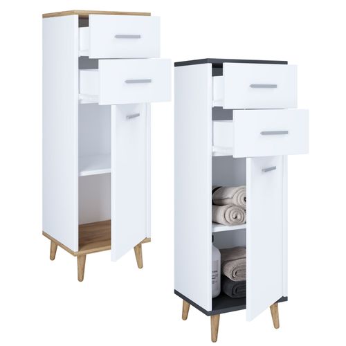 Vcm Bois Highboard Étroit Commode Portes Battantes Tiroir Lindas Bois Highboard Étroit Commode Portes Battantes Tiroir Lindas
