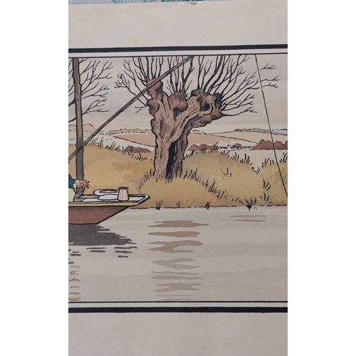 Lithographie Harry Eliott. Pêcheur.