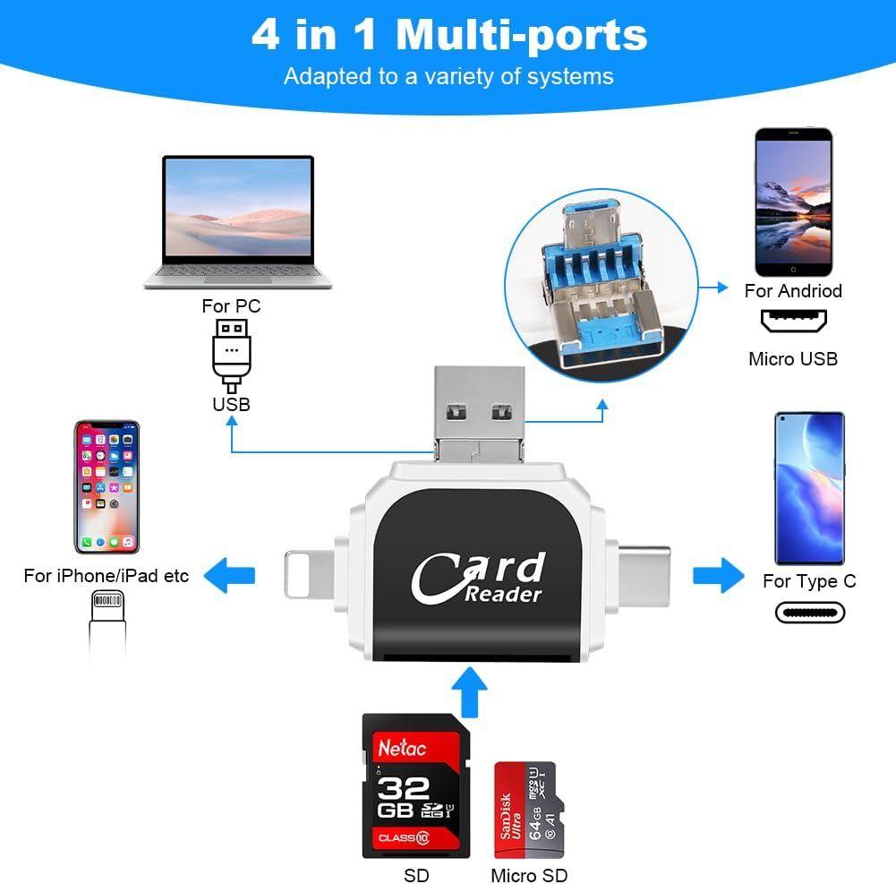 Lecteur De Carte Sd, 4 En 1 Multi-Ports Universel Lecteur De Carte Mmoire ... - 3