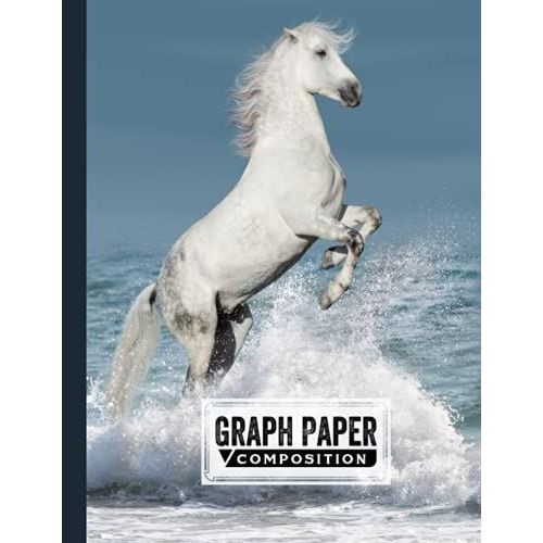Graph Paper Composition Notebook: White Horse Cover | Grid Paper Notebook, Quad Ruled, 100 Sheets, Size 8.5" X 11" By Hella Scherer