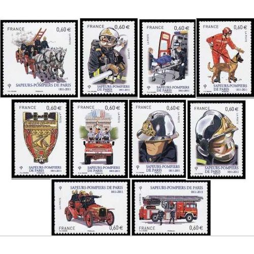 France 2011, Très Belle Série Complète Neuve** Luxe Bicentenaire De La Brigade Des Sapeurs Pompiers De Paris, Timbres Yvert 4582 4583 4584 4585 4586 4587 4588 4589 4590 4591.