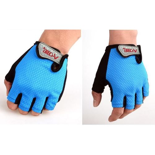 Gants Demi-Doigts Tour De France/Gants De Vélo/Demi-Gants D'équitation/Gants Courts Absorbant Les Chocs Respirant Multicolore, Bleu-M