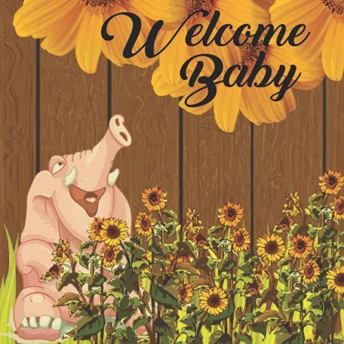 Elephant Baby Shower With Sunflowers And Wood Back Drops: Cute Modern Theme Jungle & Woodland Sign In Wish Book With Special Messages & Blank Pages