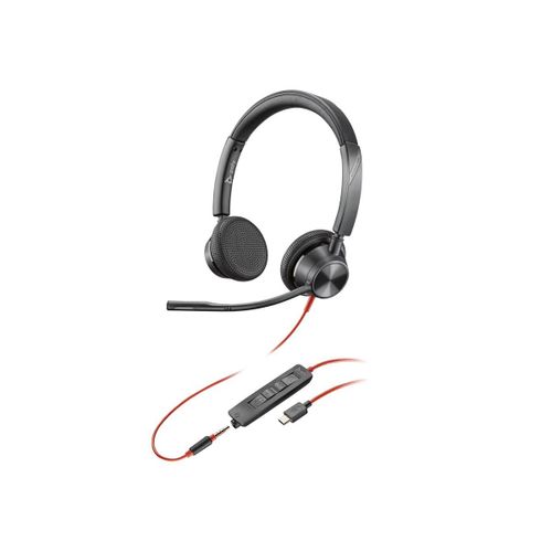 Poly Blackwire 3325 - Blackwire 3300 series - micro-casque - sur-oreille - filaire - jack 3,5mm, USB-C - noir - certifié UC