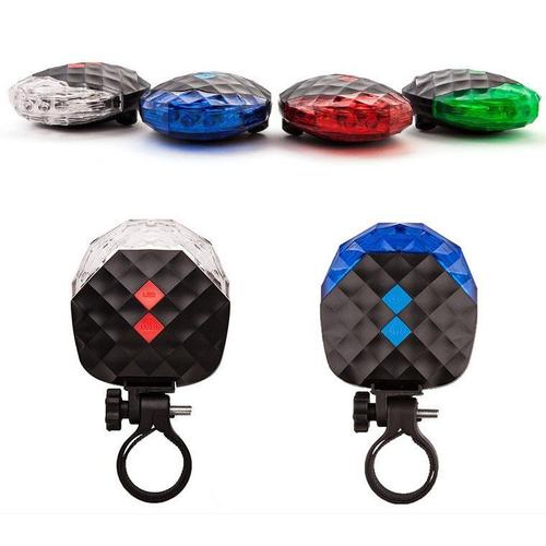 Nouveau Feu Arriere Laser De Vélo Circulaire Losange Coloré 5led Voyant D'avertissement Étoilé De Ligne Parallele, Vert - Avec Emballage Et Sans Batterie