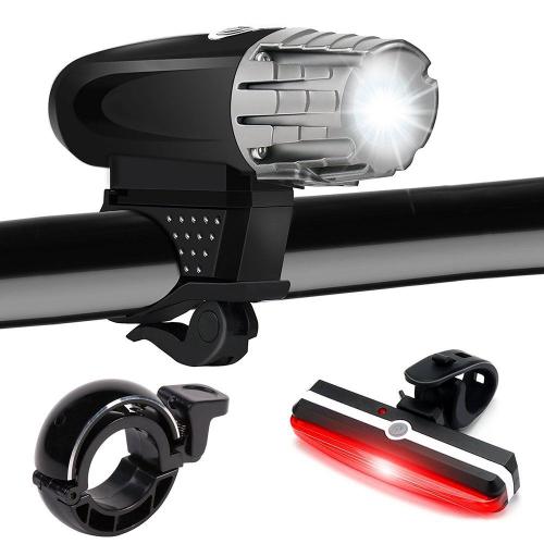 Vélo Usb Front Light Mountain Bike Équipé D'un Feu Arriere De Vélo Rechargeable A Lumiere Forte, Feu Avant + Feu Arriere + Cloche - Taille Spéciale