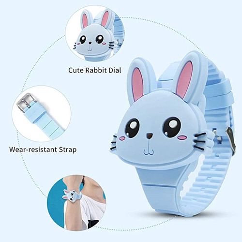 Watch Montre Enfant Filles Numérique - Mignonne En Forme De Lapin Montres Fille - Led Dessin Animé Animal Mode Outdoor Calendrier Montres Enfants Avec Bande De Silicone