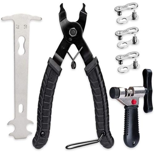 Extracteur De Chaîne De Vélo, Coupe-Chaîne De Vélo, Outil De Démontage De Chaîne, Outil Combiné De Regle D'usure De Chaîne, Grande Pince + Coupe-Chaîne + Trois Paires De Boucles Magiques - Taille Spéciale