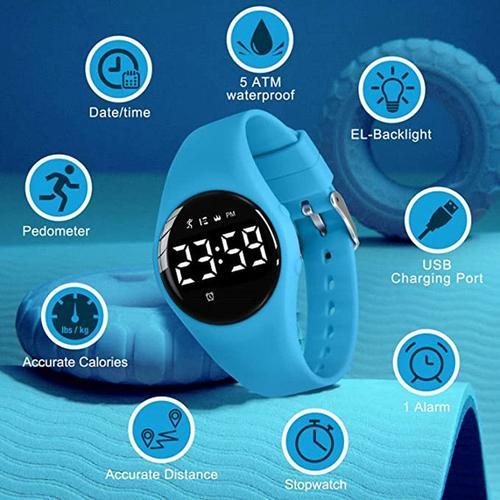 Montre Enfant,Montre Adolescent Garcon Sport Digitale De Fitness Tracker, Avec Alarme/Chronographe/Étanche Pour Cadeau Garcon Fille 5-15 Ans