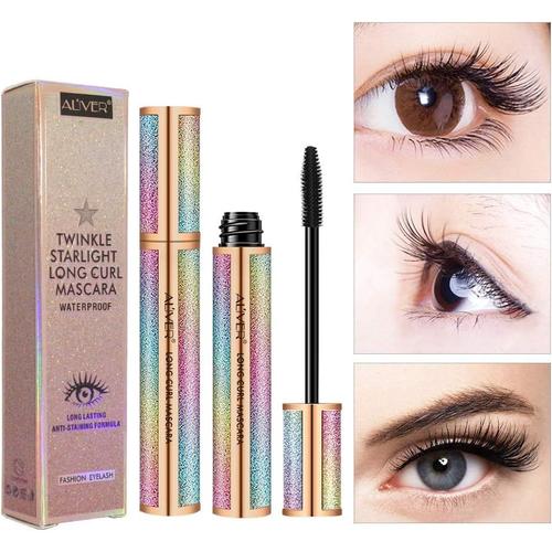 Mascara Pour Cils En Fibre De Soie 4d Pour Des Cils Plus Longs,Plus Epais Et Volumineux,Des Cils Naturels Impermeables Et Anti-Taches,Toute La Journee,Des Cils Exquis,Epais Et Anti-Taches(Noir) 