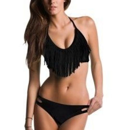 Maillot De Bain 2 Pièces Triangle À Franges Pour Femme Taille 34 À 40 Neuf