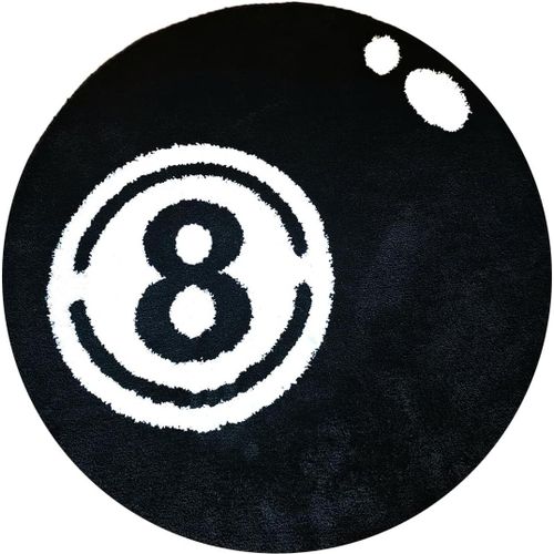 Tapis De Billard 8 Boules,Tapis Touffeté Rond,Décoratif Moquette Anti-Dérapage, Pour Salon ,Chambre À Coucher, Entrée Intérieure,Salle À Manger Ou Chambre D'enfant Carpette (Noir, 80×80cm)