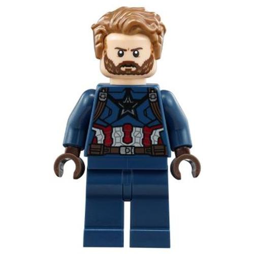 Lego Super Heroes Avengers Infinity War Captain America - Dark Blue Suit, Dark Brown Hands, Hair Sh0495 Du Set 76101