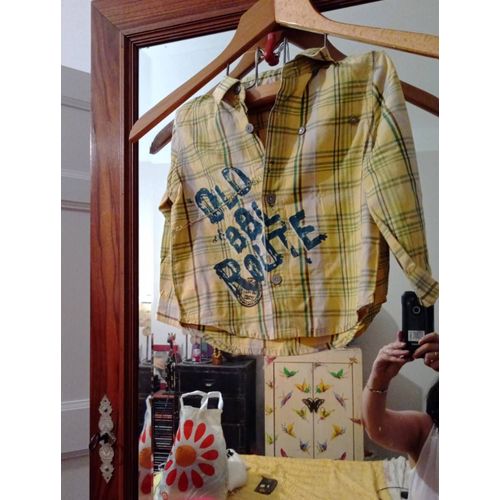 Chemise À Carreaux Jaunes/Verts 18 Mois Vintage Années 90 Boboli.