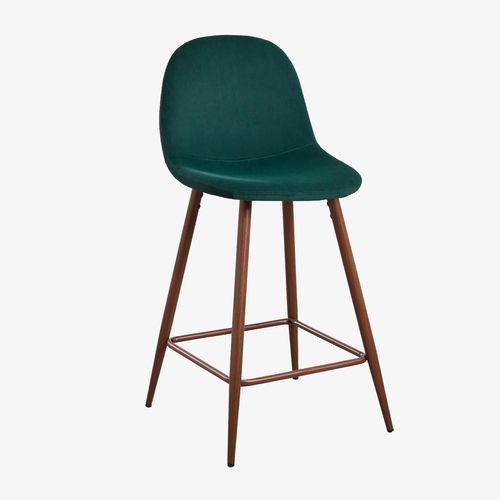 Pack De 2 Tabourets Hauts En Velours Glamm Bois Foncé ¿65 Cm